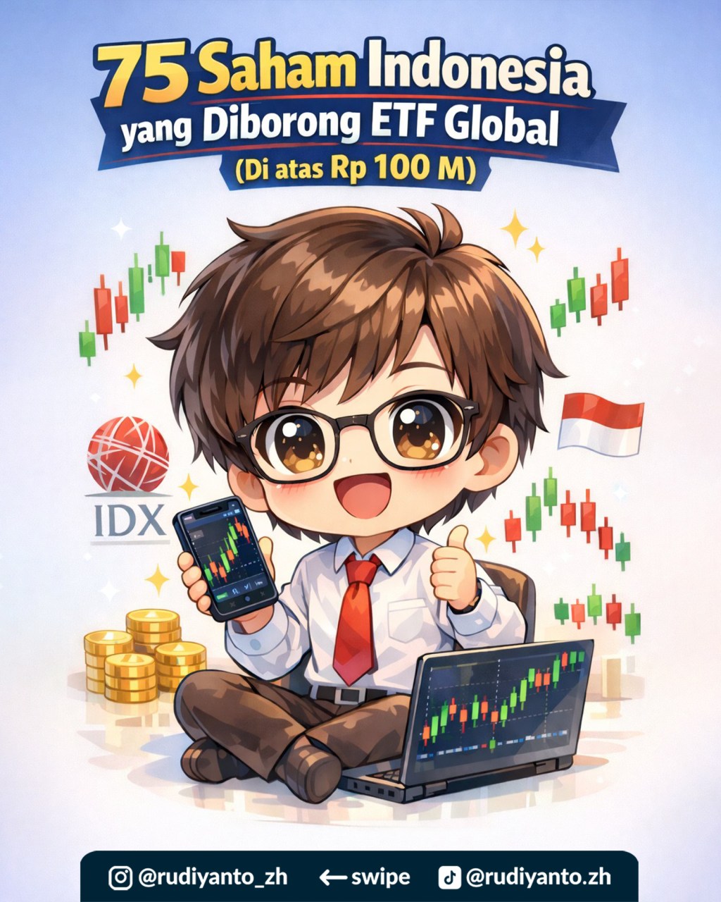 75 Saham Indonesia yang Diborong ETF Global (Yang Diatas 100&nbsp;M)